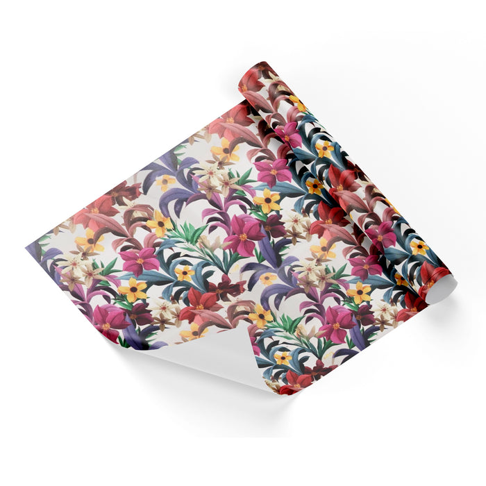 Colored Lower Bouquet White Base Wrapping Paper