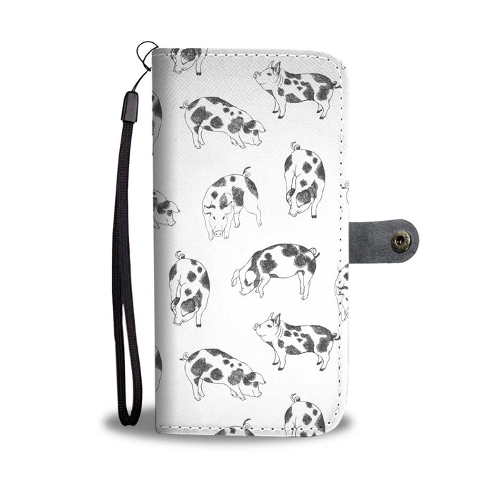 Cute pig pattern print - Wallet Phone case - myfunfarm - clothing acceessories shoes for cow lovers, pig, horse, cat, sheep, dog, chicken, goat farmer