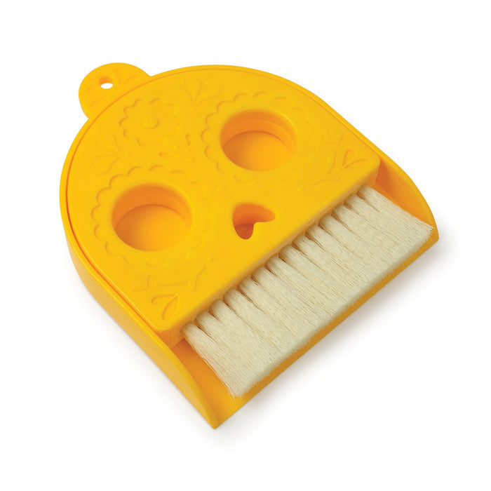 DEADPAN - Yellow sugar skull dustpan and brush set