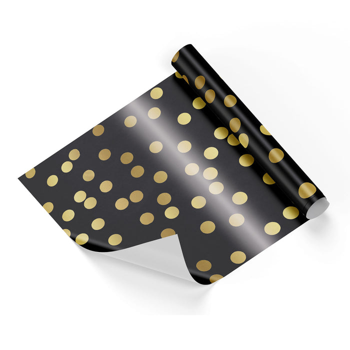 Design Black W/Gold Dot Print Wrapping Paper