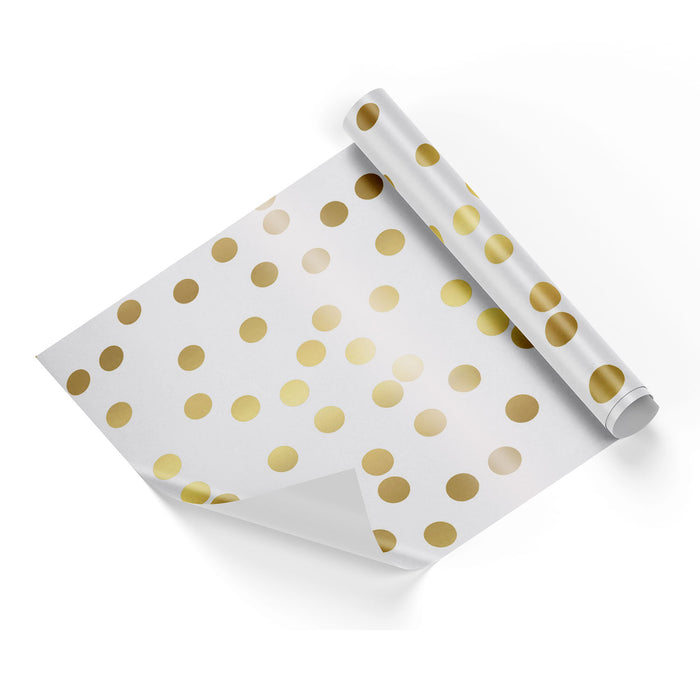 Design White W/Gold Dot Print Wrapping Paper