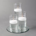 Eastland Round Mirror and Cylinder Vase Centerpiece with Richland 3" Floating Candles Set of 48