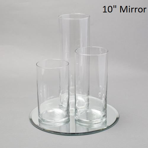 Eastland Round Mirror and Cylinder Vase Centerpiece with Richland 3" Floating Candles Set of 7