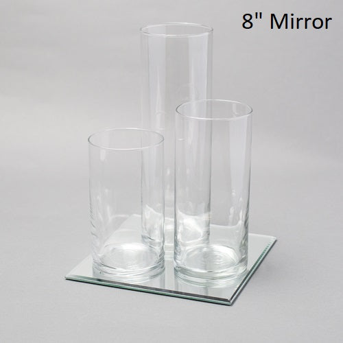 Eastland Square Mirror and Cylinder Vase Centerpiece with Richland 3" Floating Candles Set of 7