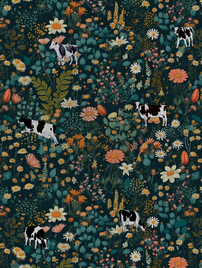 Floral Dairy cow pattern Women's Mock Linen Shirts for farmers - myfunfarm