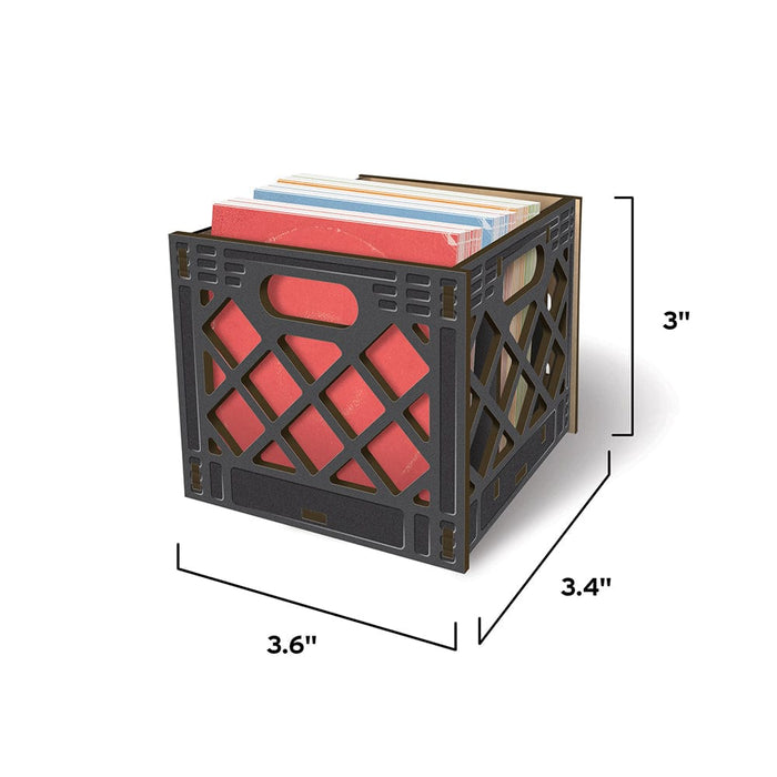 Milk Crate Desk Caddy. Image shows the dimensions of the product: 3.6 x 3.4 x 3" inches
