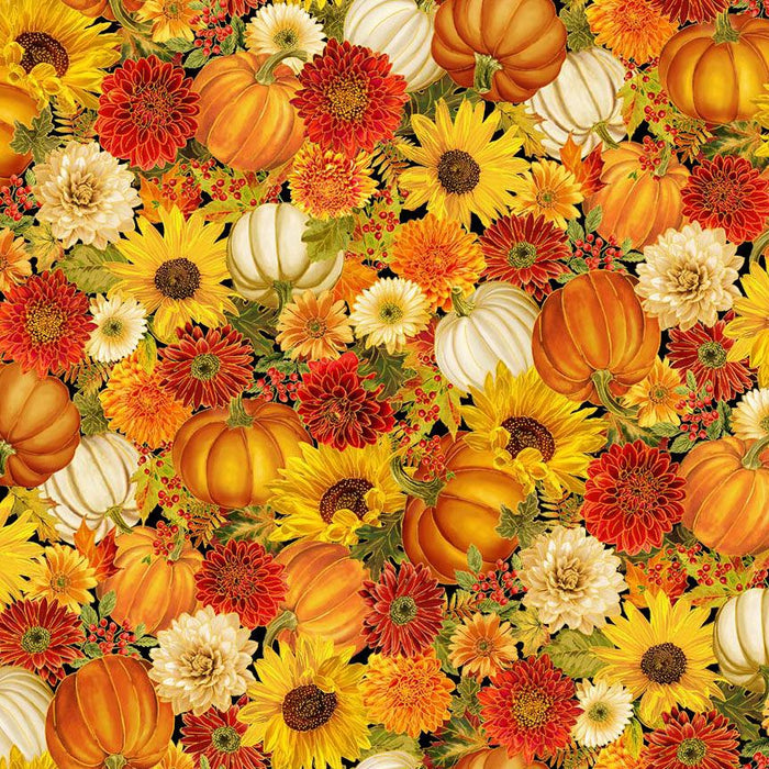 Give Thanks - Floral & Pumpkin Metallic - HARVEST-CM4134  AUTUMN