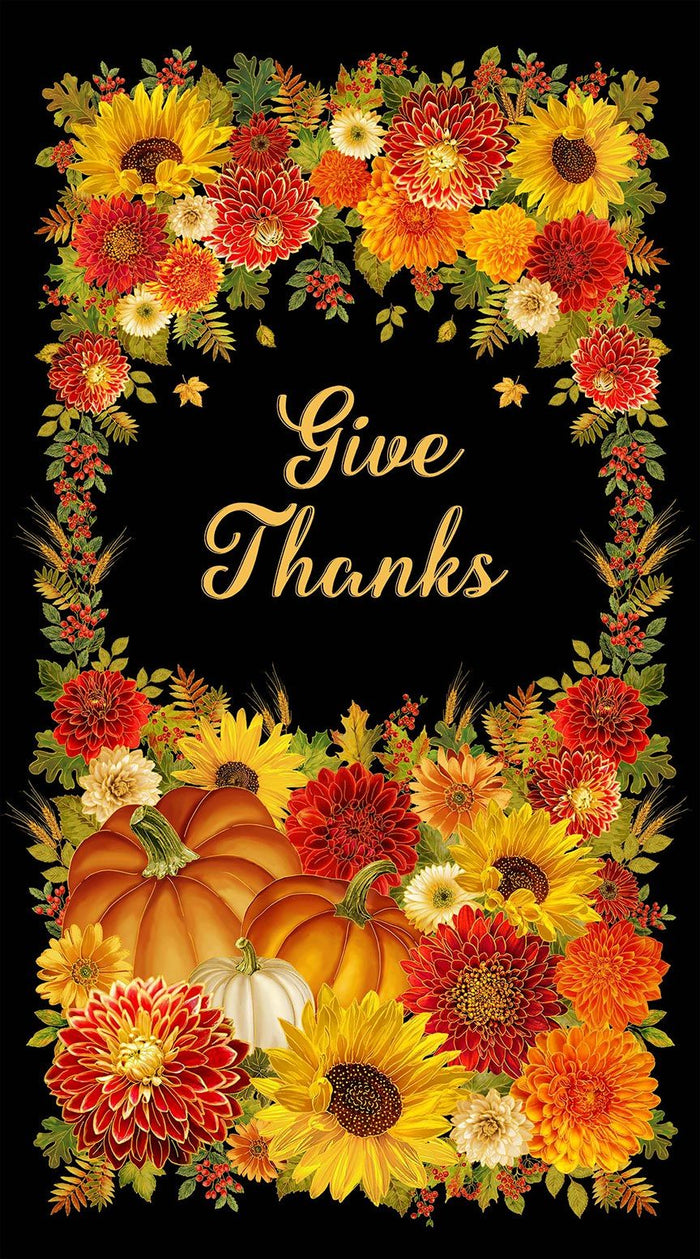 Give Thanks - Metallic Panel 24" - PANEL-CM4130  BLACK