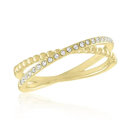 Gold CZ Crossover Ring
