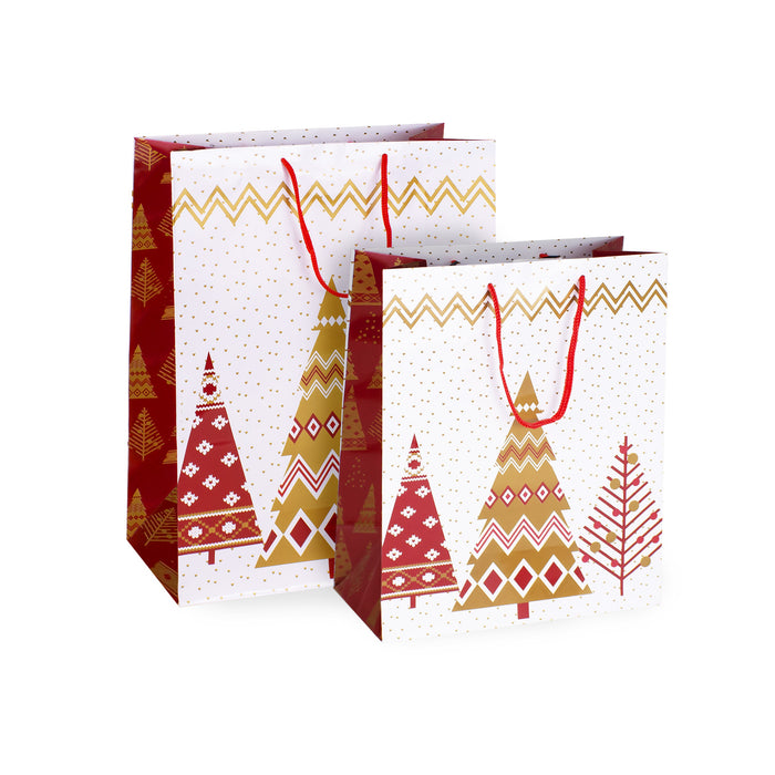 GOLD & RED TREES CHRISTMAS PAPER BAGS