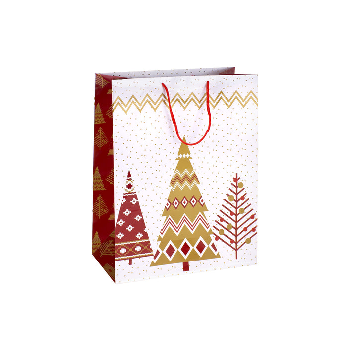 GOLD & RED TREES CHRISTMAS PAPER BAGS