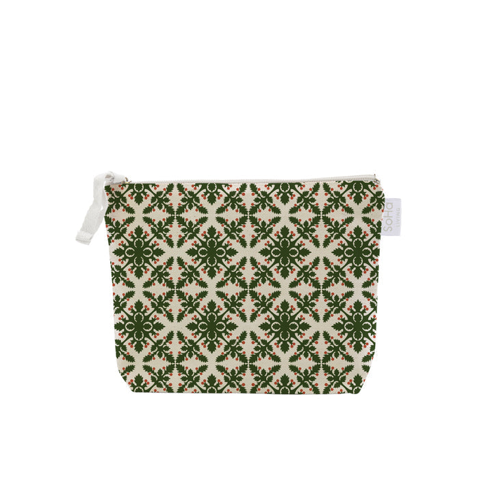 Green and Red Quilt Cosmetic Bag, Small
