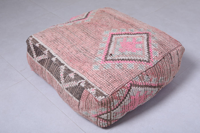 Handmade azilal ottoman berber pink rug pouf - kilim pouf