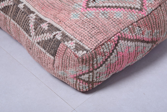 Handmade azilal ottoman berber pink rug pouf - kilim pouf
