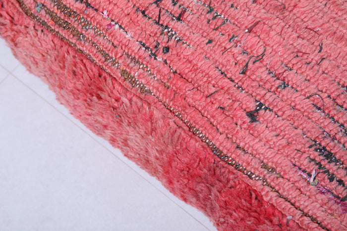 Handmade berber moroccan old red rug pouf - kilim pouf