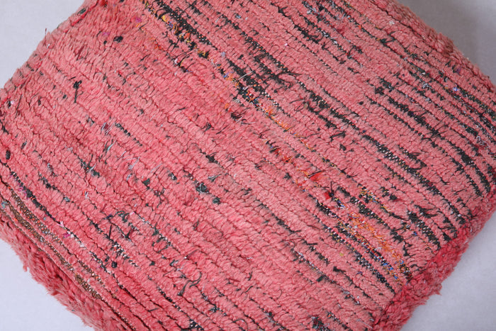 Handmade berber moroccan old red rug pouf - kilim pouf