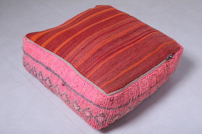 Handmade moroccan berber ottoman pink pouf - Moroccan kilim pouf