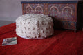 Handwoven Round berber moroccan rug pouf - kilim pouf