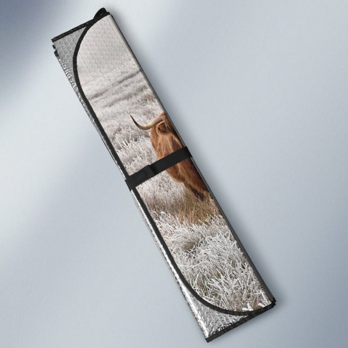 Highland cow  print Auto Sun Shade - myfunfarm - clothing acceessories shoes for cow lovers, pig, horse, cat, sheep, dog, chicken, goat farmer