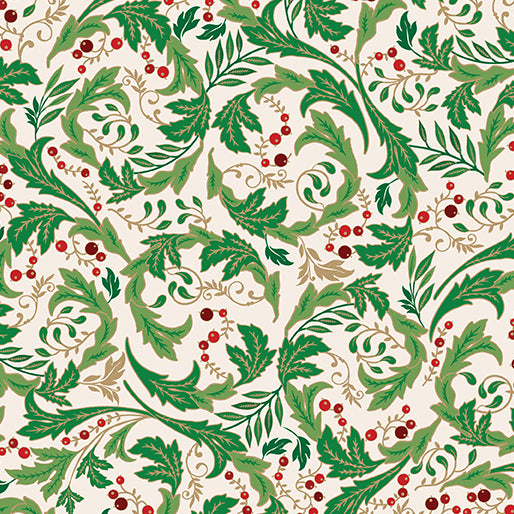 Holiday Nouveau - Holiday Leaves & Berries Cream -  15148M-07