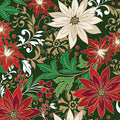 Holiday Nouveau - Poinsettia Jacobean Forest Green - 15150M-45