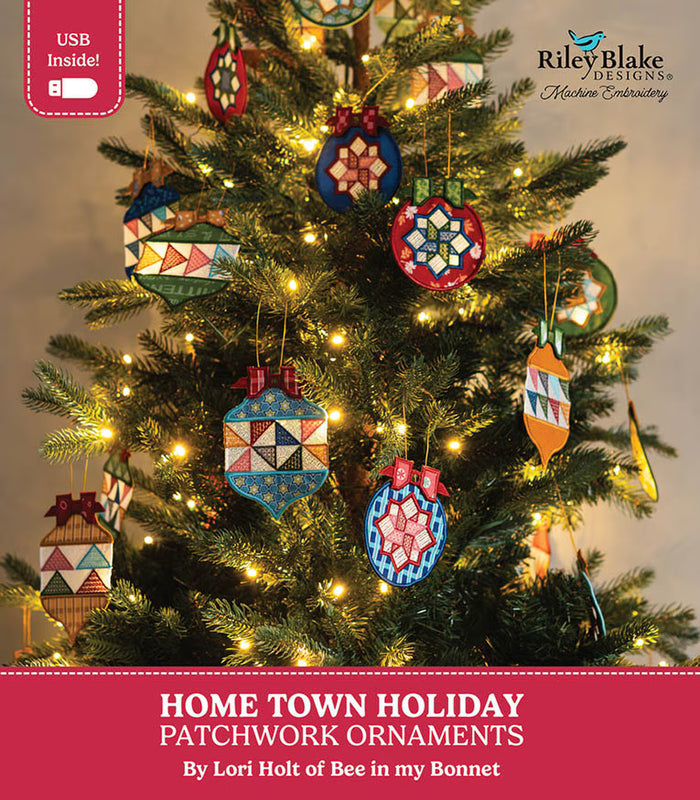 Home Town Holiday Patchwork Ornaments - Machine Embroidery - USB