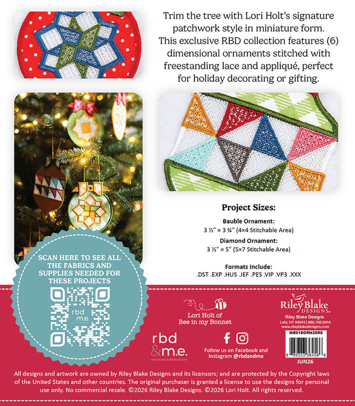Home Town Holiday Patchwork Ornaments - Machine Embroidery - USB