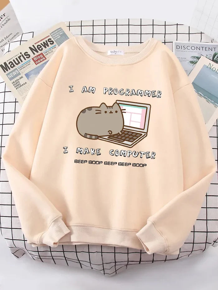 I Am Programmer I Make Computer Funny Sweatshirt for Cat Lovers - myfunfarm