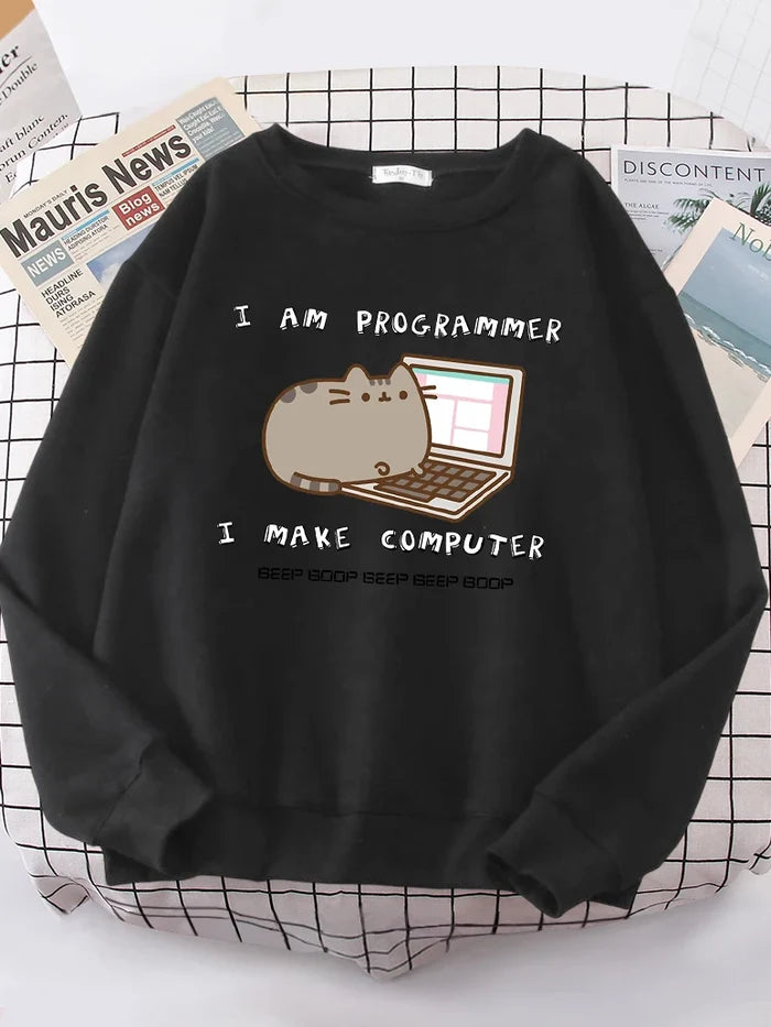 I Am Programmer I Make Computer Funny Sweatshirt for Cat Lovers - myfunfarm