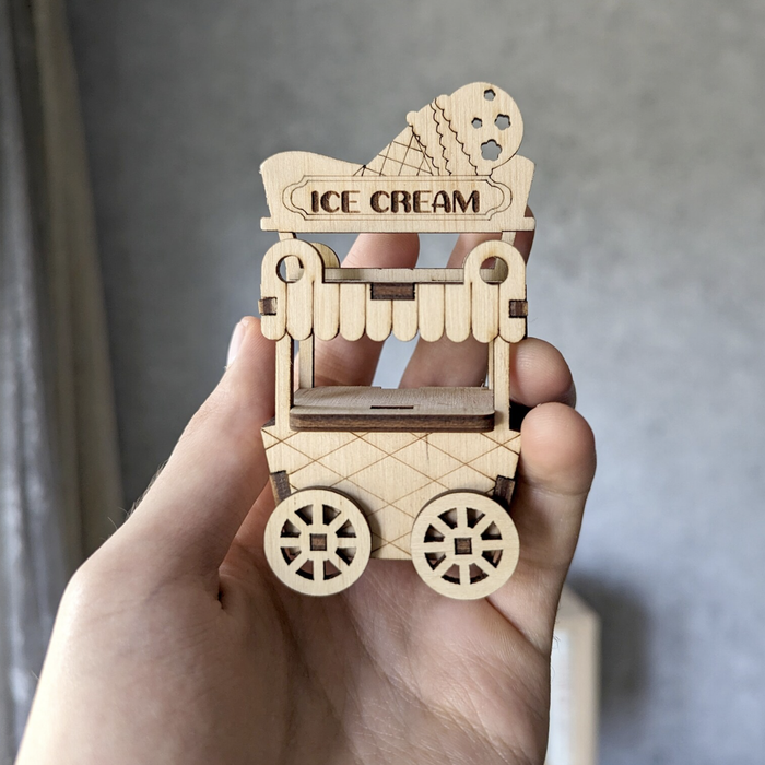 Ice Cream Cart (3D puzzle) Medium Draftboard - (1/8")