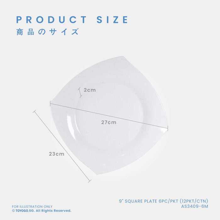 KANA 9INCH SQUARE PLATE 6S (AS3409-6)