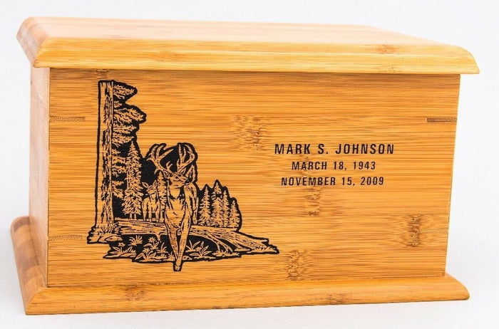 Large/Adult 240 Cubic Inches Horizontal Natural Bamboo Urn for Cremation Ashes