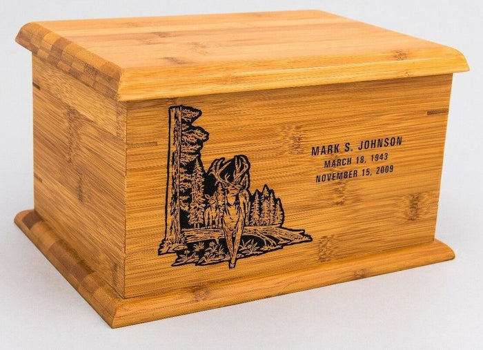 Large/Adult 240 Cubic Inches Horizontal Natural Bamboo Urn for Cremation Ashes