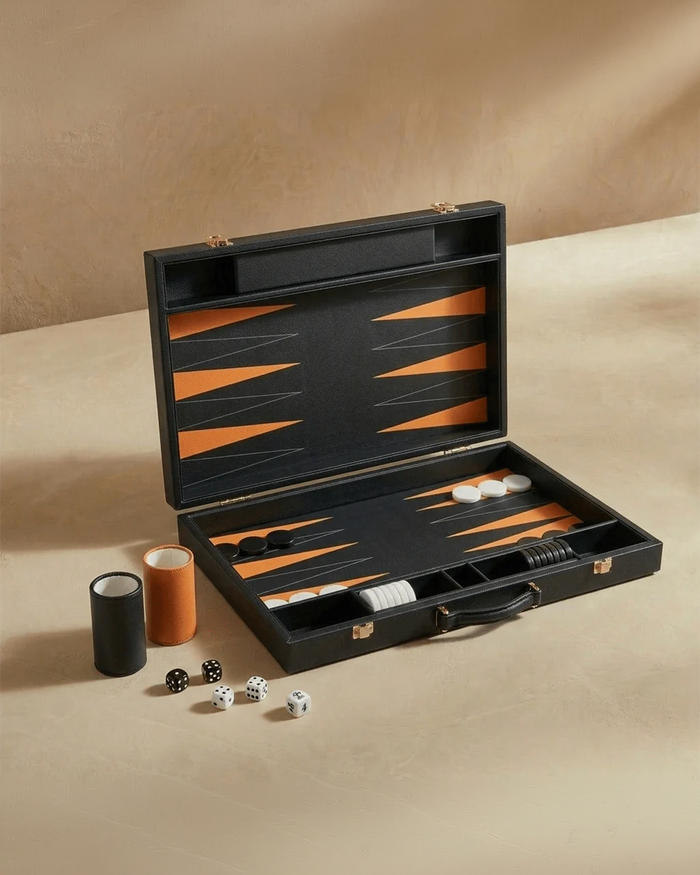 Leather Backgammon Set - Black & Brown
