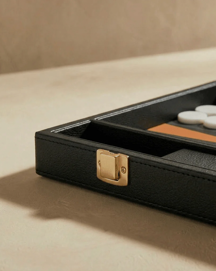 Leather Backgammon Set - Black & Brown