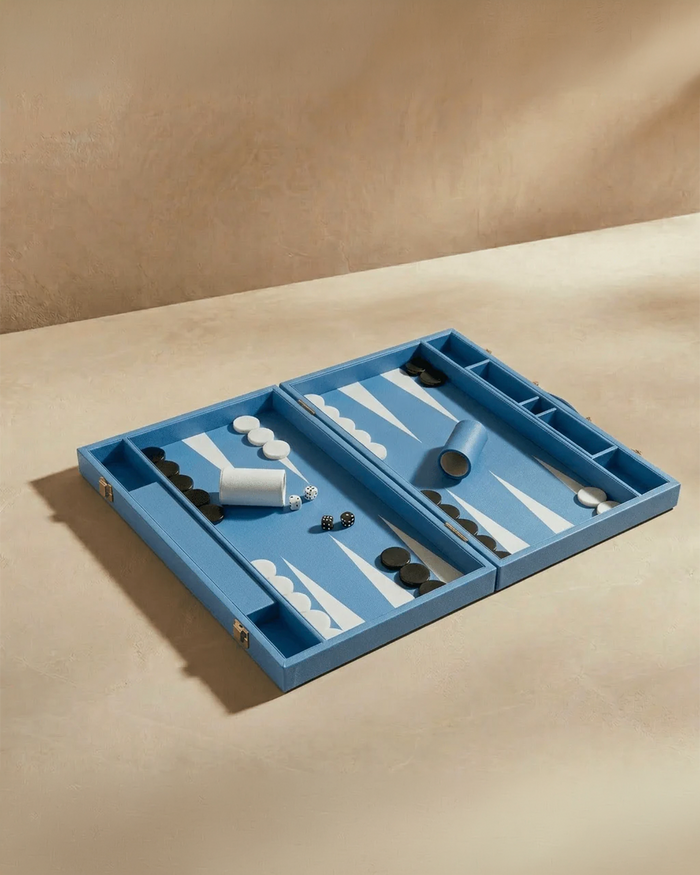 Leather Backgammon Set - Blue and Black