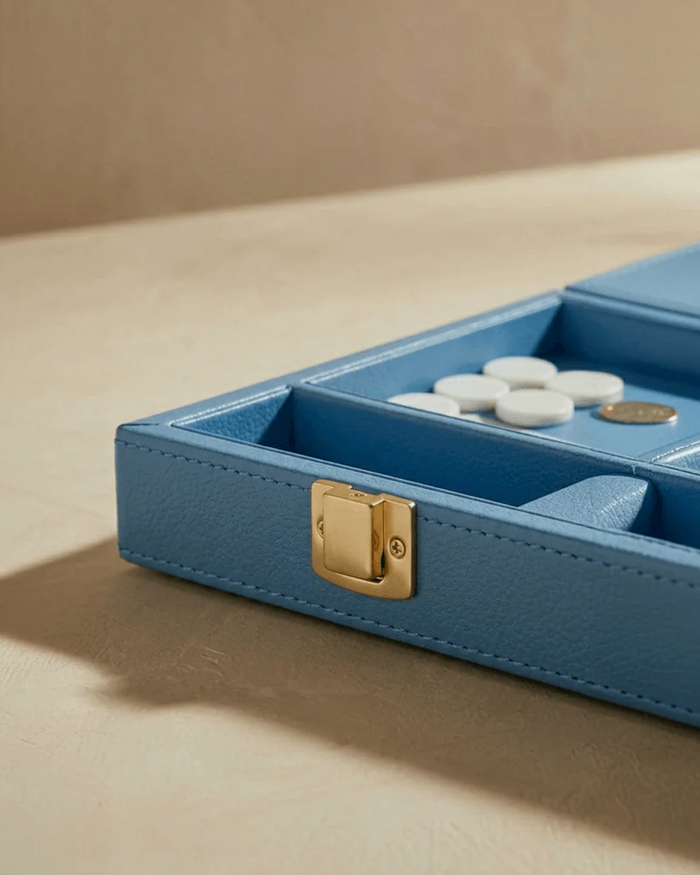 Leather Backgammon Set - Blue and Black