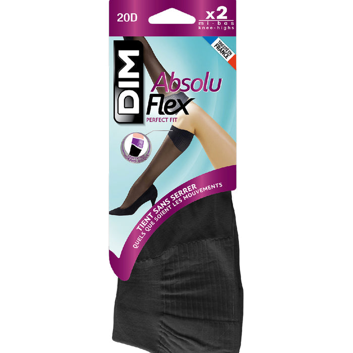Lot de 2 mi-bas noirs AbsoluFlex transparents 20D