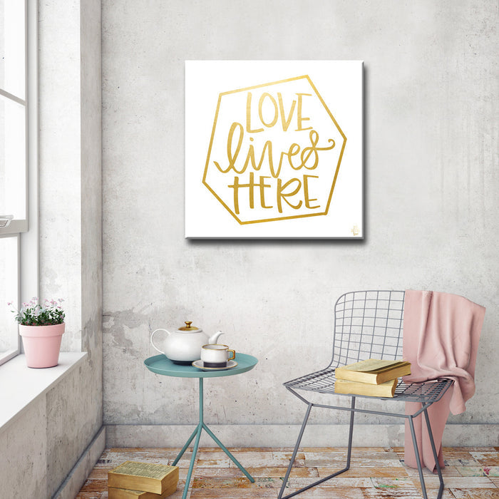 'Love Lives Here' Wrapped Canvas Wall Art