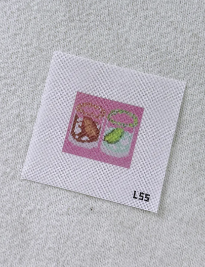 Margaritas and Manhattans Hand-Painted Needlepoint Canvas