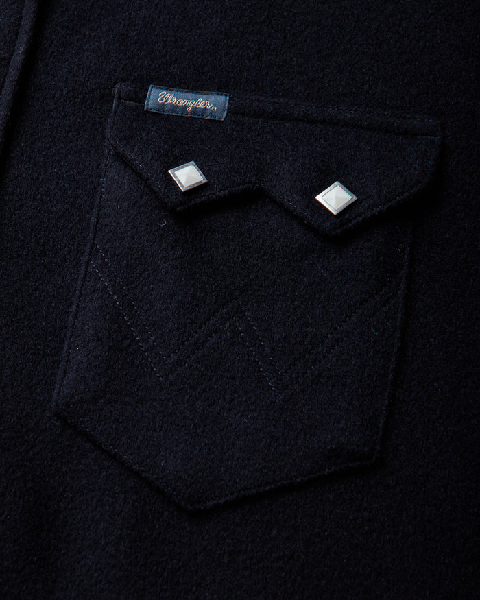 Wrangler Wool Western Shirt Dark Navy Dark Navy Shirts Longsleeve Shirt F112386937 Dark Navy
