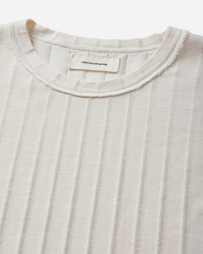 mfpen Round Neck Sweater Ecru Inverted Ajour Stripe Sweatshirts Crewneck M326-052 White