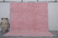 Minimalist Moroccan wool rug in pink - Custom size