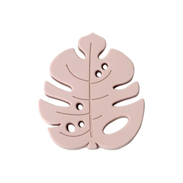 Monstera Shape Silicone Teether, Pink