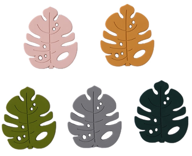 Monstera Shape Silicone Teether, Pink