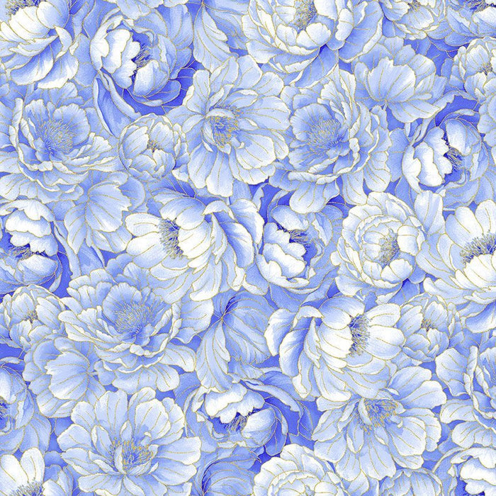 Moonlight - Floral Packed Metallic - LOTUS-CM3983  BLUE