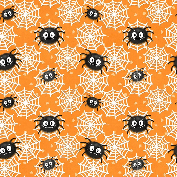 Moonlight Mischief Glow - Orange Spider and Web - 2557G-33