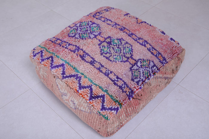 Moroccan berber handmade old azilal rug pouf - Moroccan kilim pouf