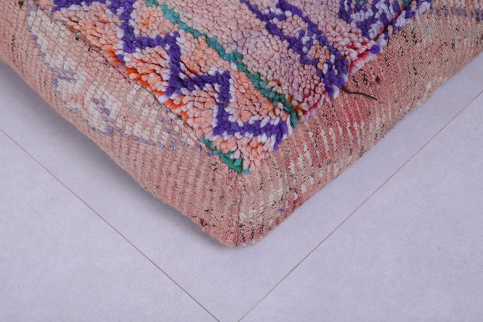 Moroccan berber handmade old azilal rug pouf - Moroccan kilim pouf