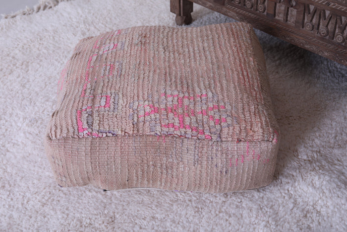 Moroccan berber handmade rug azilal pouf - Moroccan kilim pouf
